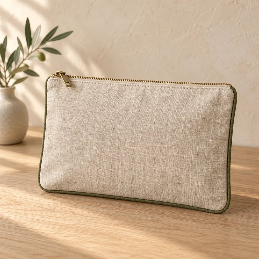 Piped flat case in oatmeal