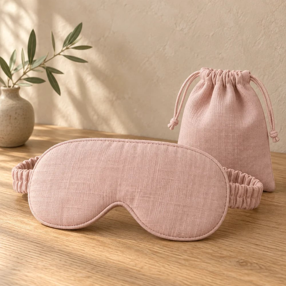 Mask and pouch set in blush pink