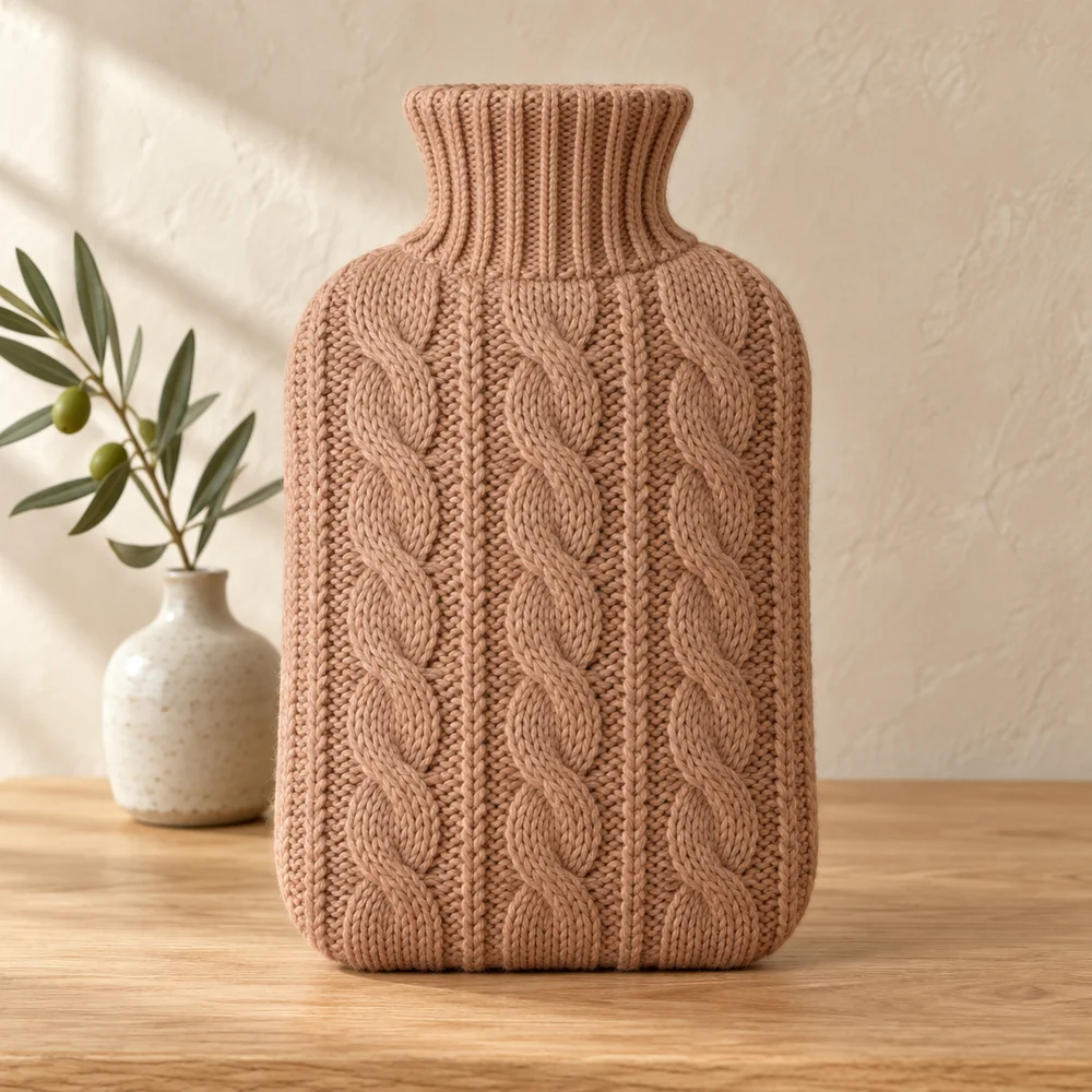 Cable knit cover in clay