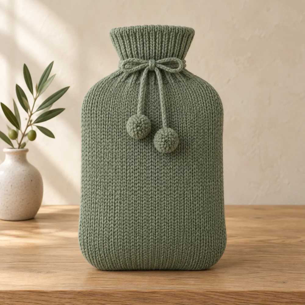 Pom pom knit cover in eucalyptus