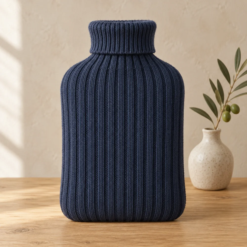 Rib knit cover in navy