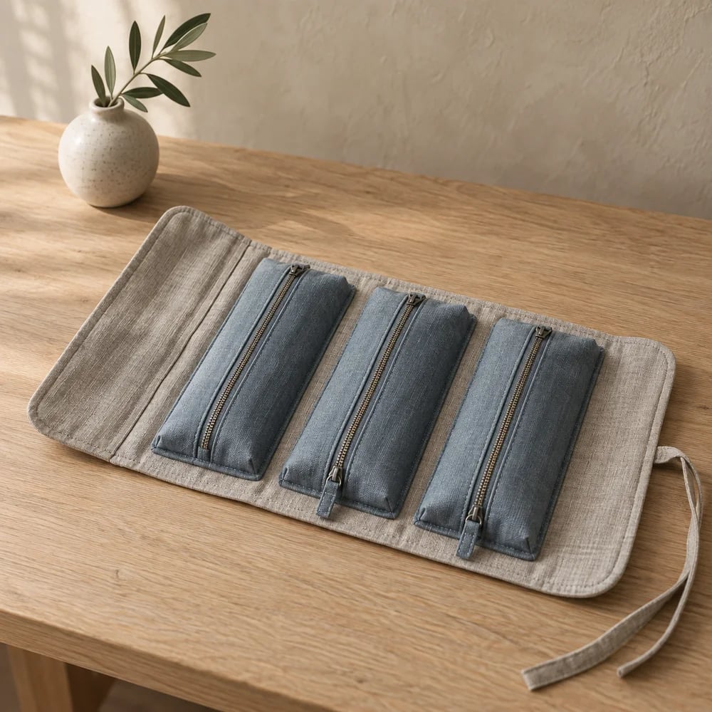 Zip pocket roll in stone