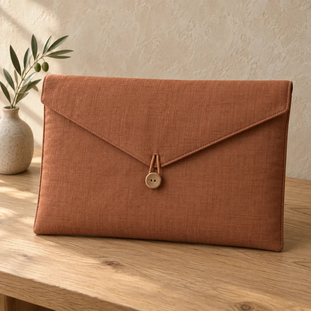 Envelope sleeve in terracotta