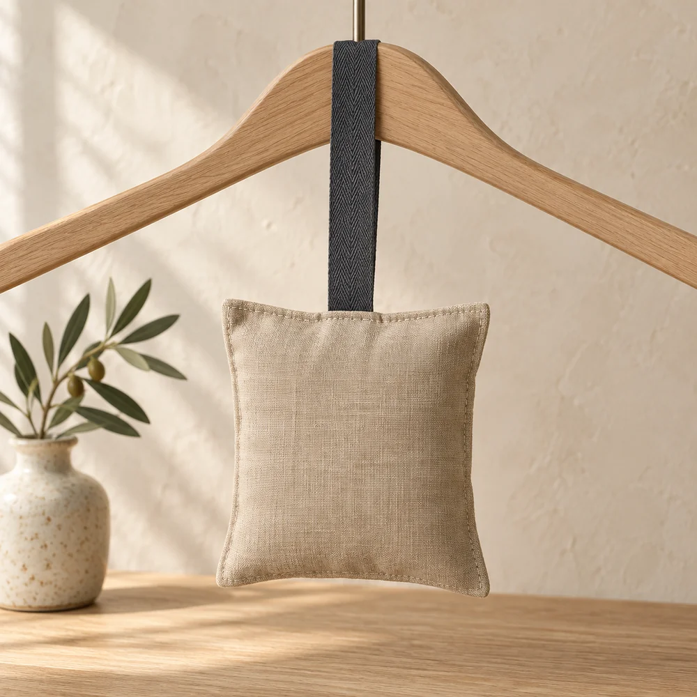 Wardrobe hanging sachet in flax