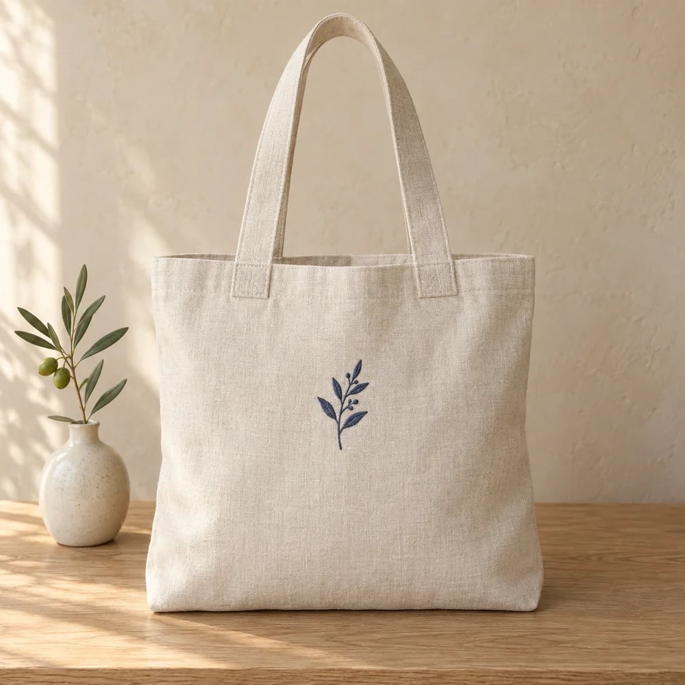 Embroidered tote in ivory