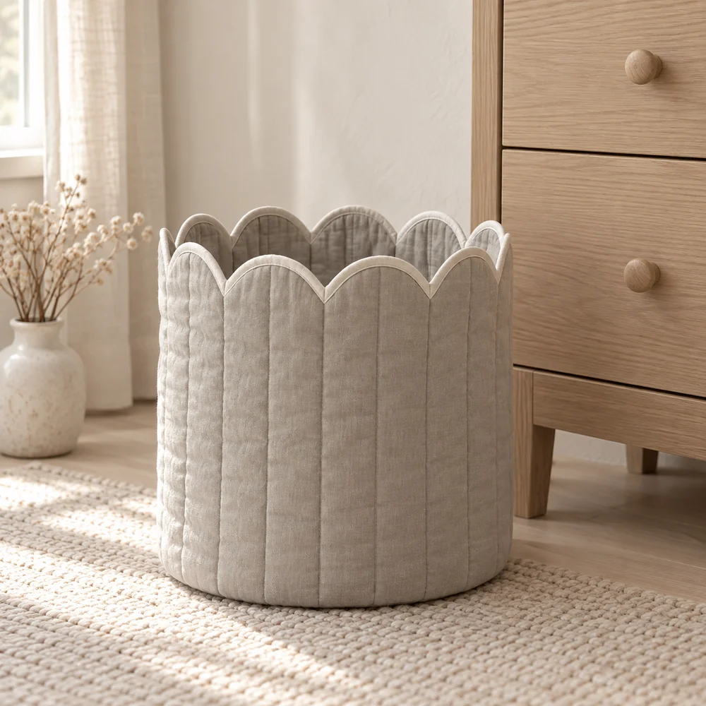 Scalloped basket in stone