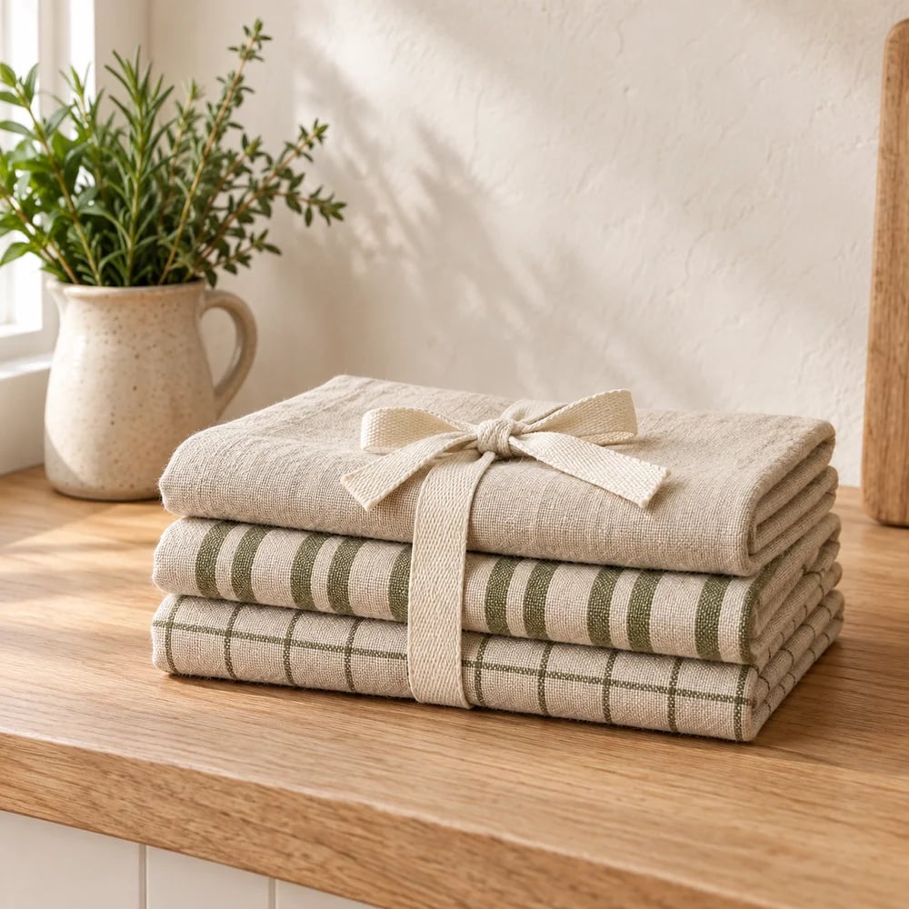 Towel set of three in oatmeal