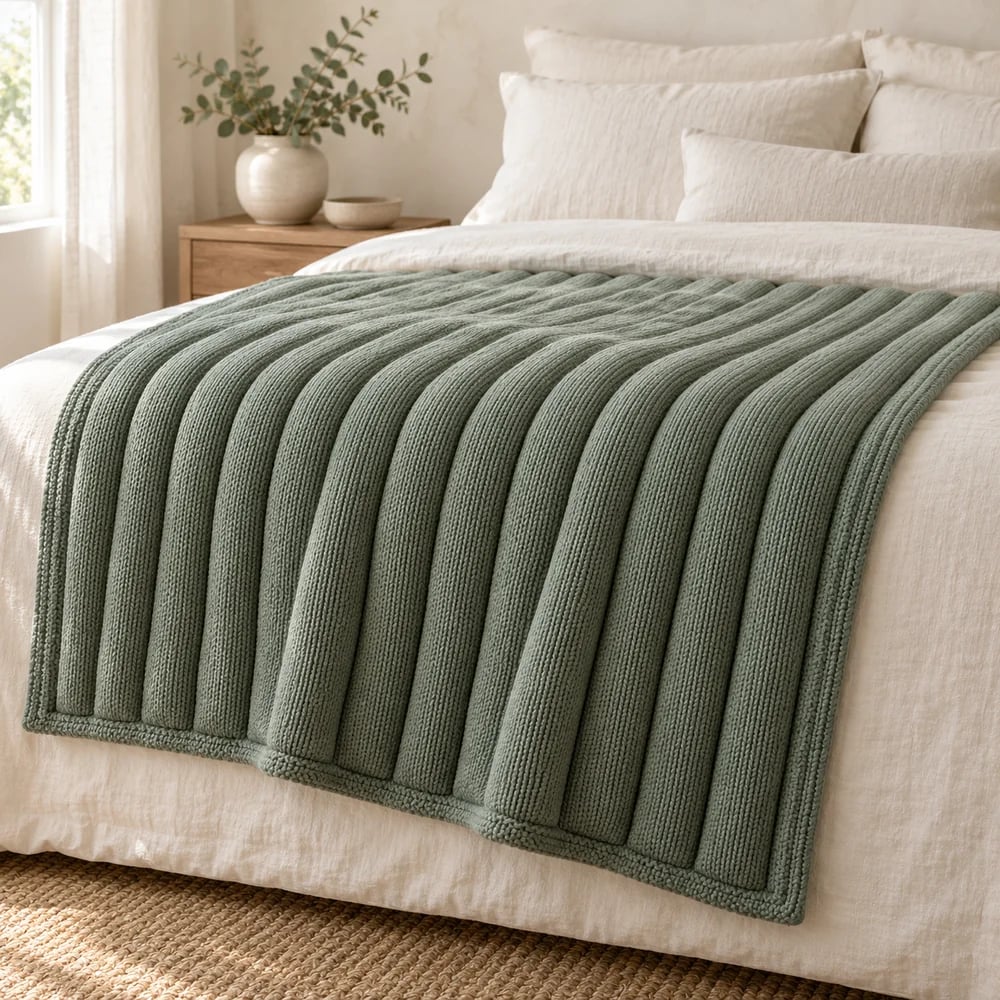 Tubular cloud knit throw in eucalyptus